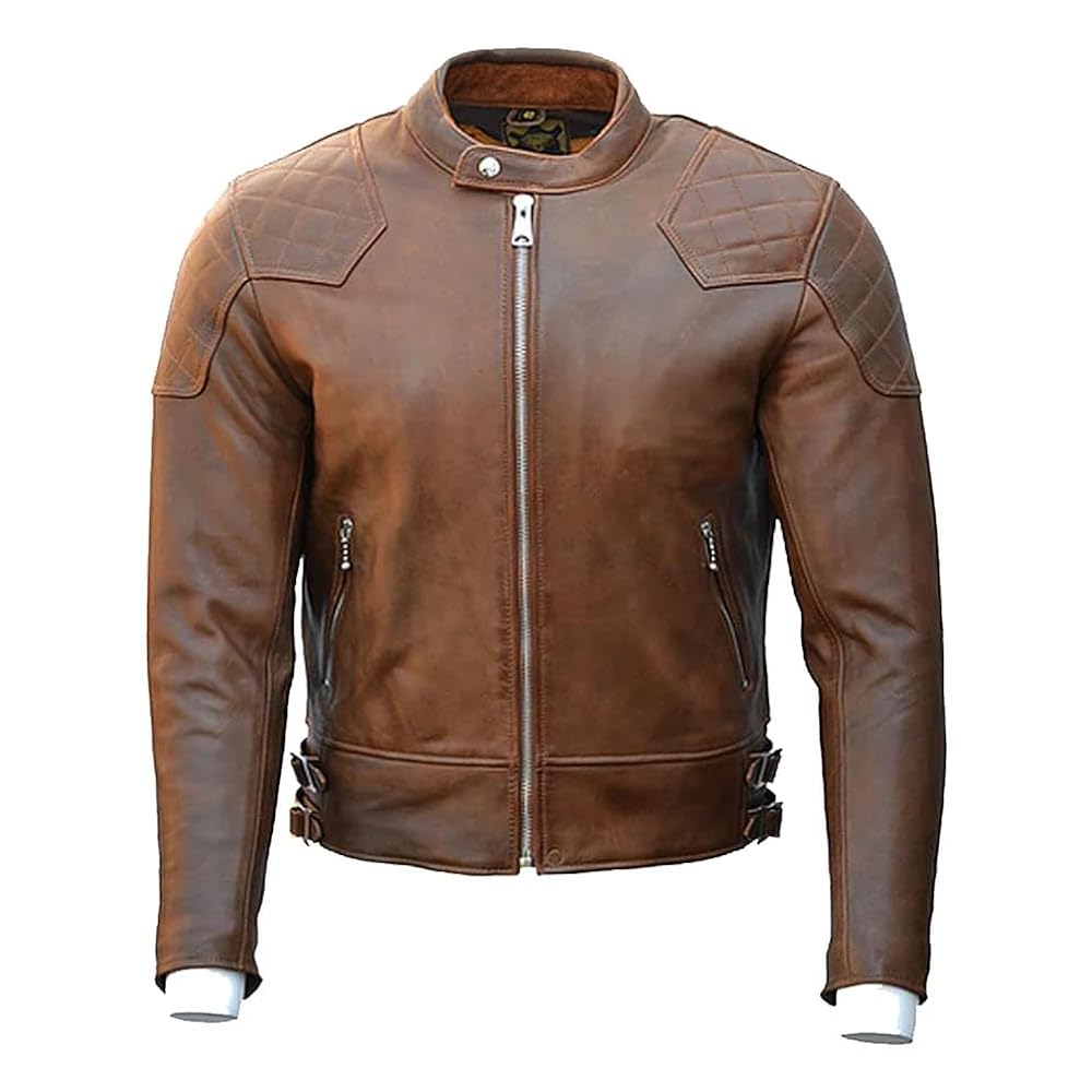ジャケット・アウター Old Brown Leather Bikers Jacket DEGNER Cowhide Leather Vinatge Brown Jacket Mens Motorcycle Classic